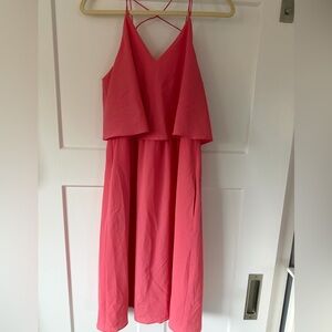 cooper & ella Coral Pink Spaghetti Strap V-Neck Dress